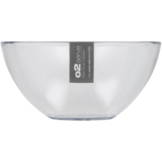 O2 Serve Square Salad Bowl Clear 3.35l